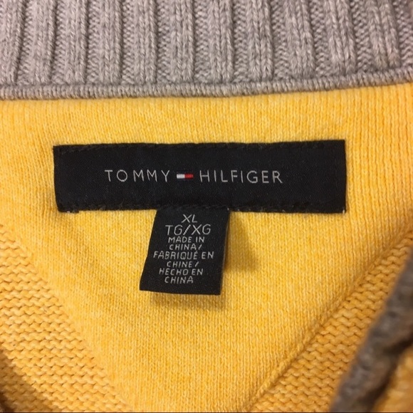 Mens Tommy Hilfiger Crewneck Sweater XL Yellow - Picture 3 of 8